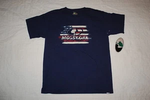 Boys S/S T-Shirt NAVY BLUE Mossy Oak ABSTRACT AMERICAN FLAG Patriotic S M L XL - Picture 1 of 1