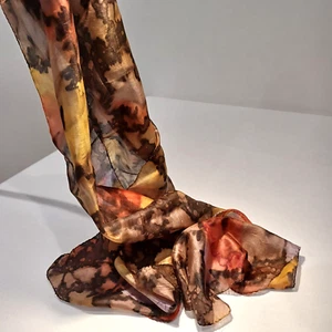 COLOURFUL PURE HAND-MADE SILK SCARF by "SAKS" 170cm X 26cm - Picture 1 of 8