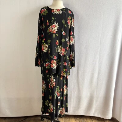 Conjunto de top y falda túnica floral colorida Carole Little años 90 vintage Foto 1 de 4