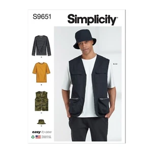 Simplicity Easy SEWING PATTERN S9651 Men's Knit Top,Vest/Waistcoat & Hat - Picture 1 of 7