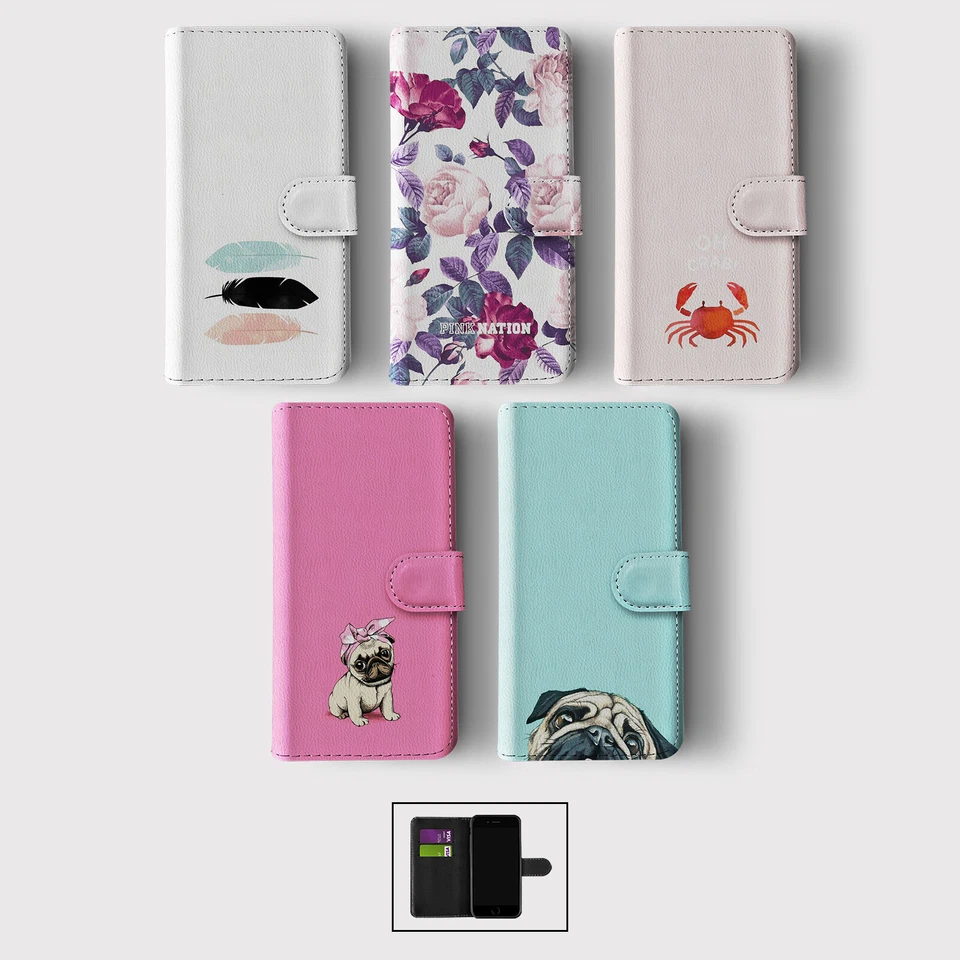 CASE FOR IPHONE 16 16E 15 14 12 SE PRO WALLET FLIP PHONE COVER CUTE LITTLE DOG - Image 1 of 1