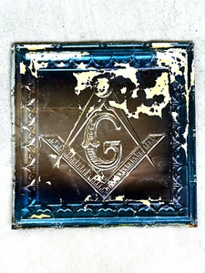 RARE Original Masonic Mason Embossed Tin Ceiling Tile WOW lodge hall 24x24 - Picture 1 of 8