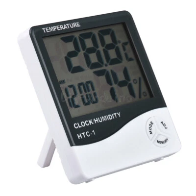 Digital TEMP Humidity Clock Thermometer Hygrometer Luftfeuchtigkeitsmesser - Bild 1 von 4