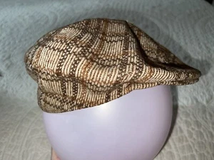 Vintage Newsboy Cabbie Hat KANGOL Cap 9” Brown Tweed England Casual Mens - Picture 1 of 9