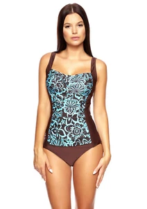 Z-13152-1146-BA6-1040) PULPO SEÑORA TRAJE DE BAÑO MARRÓN TURQUESA NUEVO talla 48 4XL - Imagen 1 de 2