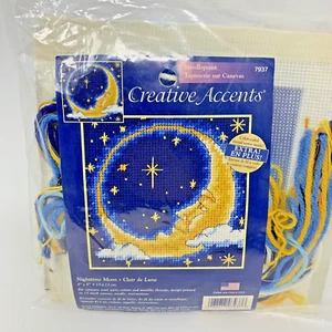 CREATIVE ACCENTS Nighttime Moon & Stars NEEDLEPOINT KIT Clair De Lune 5"-Opened - Picture 1 of 3