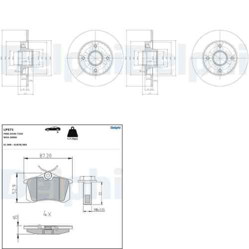 DELPHI BRAKE DISCS + REAR PADS suitable for Peugeot 208 207 2008 Citroen C3