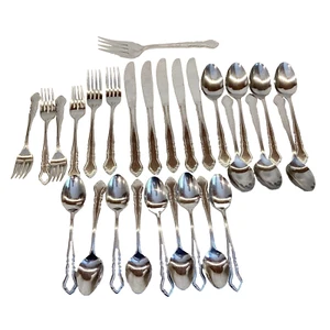 28pc Mixed Lot Reed Barton Carriage Rebacraft Knives Forks Spoons Serving Fork - Picture 1 of 12