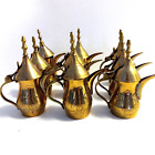 9 Islamic Arabic Miniature Brass Dallah Coffee Tea Pot Floral Etching 4” Lot