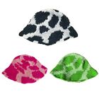 Vacation Crochet Hat Cow Pattern Style Vintage Hat Colorful Knitted Bucket Hat