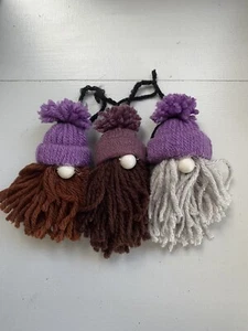 Set of 3 “Gnomey Brothers”  Handmade Hanging  Christmas  Gnome Ornaments P2 - Picture 1 of 4