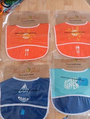 4: Cute Baby Bibs - Silly Sayings Sugar Bee E-Z Wipe Bibs Sealed/ Original Tags  - Image 1 of 4