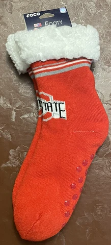 Ohio St Buckeyes Women's Colorblock Logo Tall Footy Slippers Size 6-10 Non Skid Cover