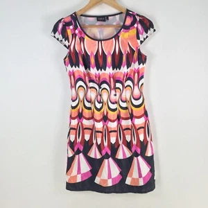 Only womens dress size S aus 8 fit flare short sleeve geometric zip 101709 - Picture 1 of 9