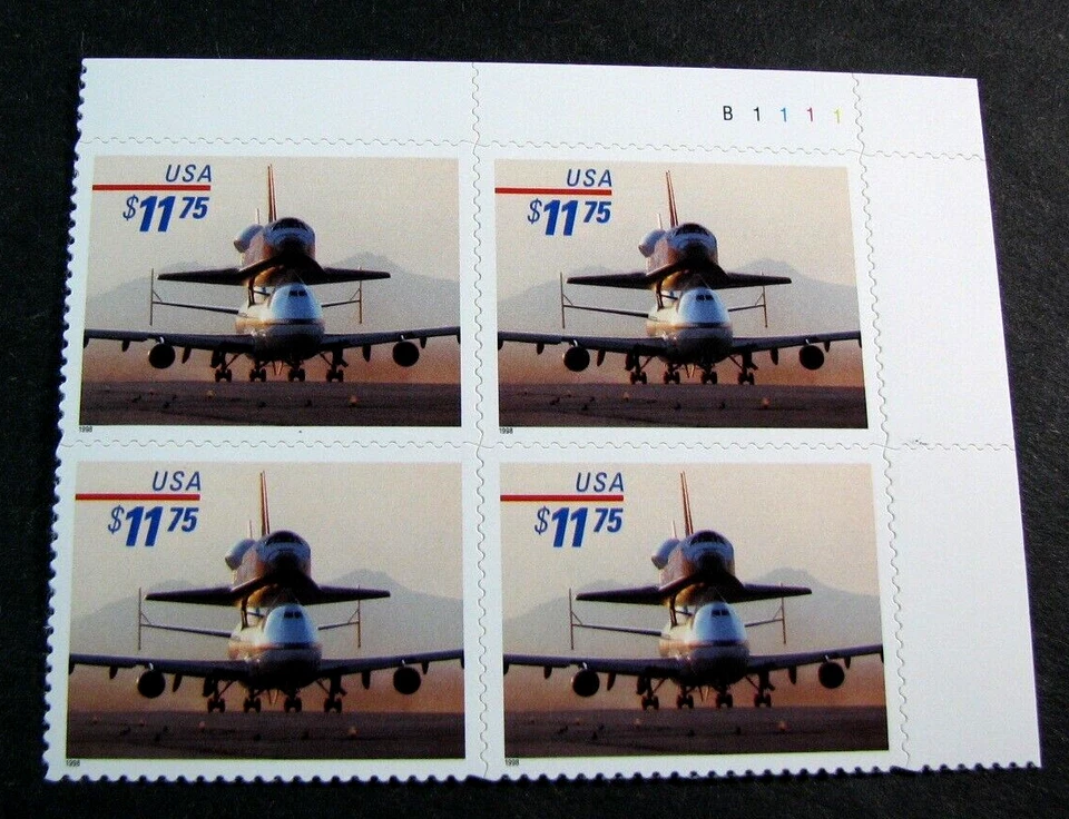 US Plate Block Stamp Scott# 3262 Piggyback Space Shuttle 1998 MNH L592 - Image 1 of 1