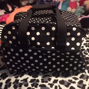 Victoria's Secret PINK Rare Polka Dot Wheelie Luggage Bag HTF VS Black White - Picture 1 of 8