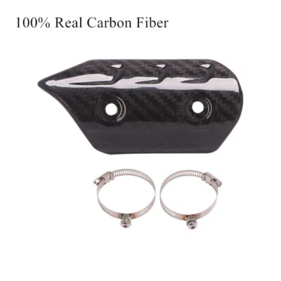 Motorcycle Exhaust Link Pipe Heat Shield Cover Guard Protector Real Carbon Fiber - Image 1 of 4