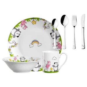 Leonardo BAMBINI Kindergeschirr mit Besteck Einhorn / Panda / Flamingo - Bild 1 von 5