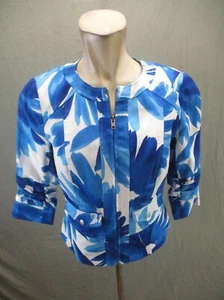 Coldwater Creek Size 4P Womens Cotton Blend Full Zip Elbow Sleeve Blazer 642 - Picture 1 of 10