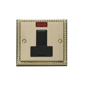 ClickDeco Georgian Cast Brass GCBR652BK 13A Fused Switched Connection Unit wNeon - Picture 1 of 1