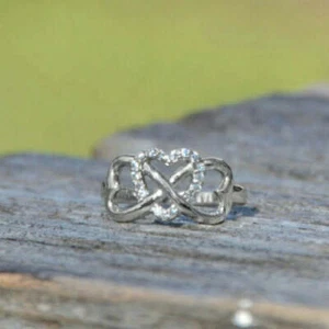 Sterling Silver Infinity Heart Ring Sizes 6, 7, 8 - Picture 1 of 4