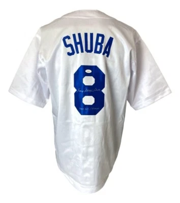 George Shuba Autographed Brooklyn Dodgers Jersey JSA Holo 2 Inscriptions! - Image 1 of 3