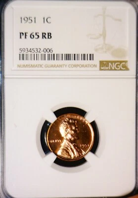 1951 NGC PF65 Lincoln Wheat Cent Coin Nice Proof 65 LOT #006  NR - Image 1 of 4