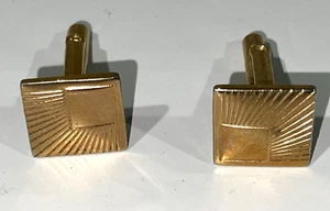 Cufflinks Gold Color cuff Shirt Men's Set W/ square design VTG - Bild 1 von 10