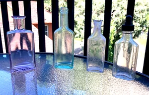 4 Antique Medicine Bottles Fletcher’s Castoria Aqua, Owens Dropper, and Two More - Picture 1 of 24