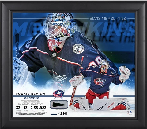Elvis MerzlikInsc Jackets FRMD 15x17 Rookie Review Collage Piece GU Puck LE/290 Cover