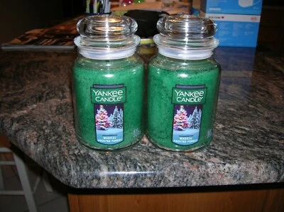 YANKEE CANDLES 2-22-OZ MAGICAL FROSTED FOREST EUCALYTUS  FREE SHIP PINE BALSAM F - Image 1 of 4