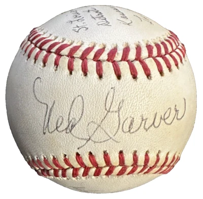 Ned Garver Autographed AOL Baseball W/ Multiple Inscriptions Tigers - Image 1 of 4