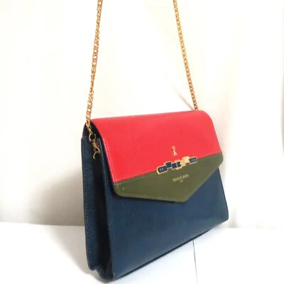 Auténtica Cartera Bandolera de Cuero Rojo Marino Roberta di Camerino Italia Foto 1 de 4