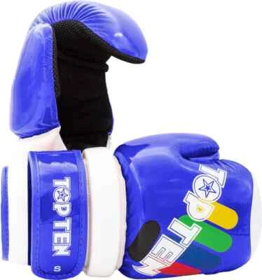 TOP TEN ITF TKD SET ROJO Azul Abierto Brillante Bloque Guantes Superligero KICKS TAEKWONDO Foto 1 de 4