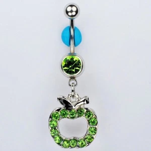 Apple Dangle Belly Button Navel Ring Vegetarian Vegan Piercing Jewelry (C24)     - Picture 1 of 1