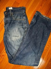 Lucky Brand Dungarees Vintage Button Fly size 32 Relaxed Bootcut Distressed Jean