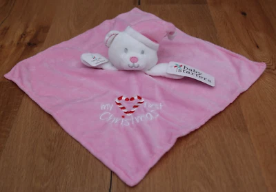 Baby Starters Security Blanket with Rattle ~My First Christmas ~Pink ~Candy Cane - Image 1 of 3