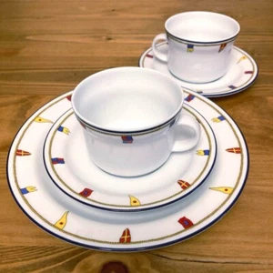 Richard Ginori Clipper Demitasse Cup Saucer 2&Plate 21cm/8in Set 2501217 - Picture 1 of 6