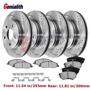 For 2005-2010 Ford Mustang Front Rear Drilled Disc Brake Rotors Brake Pads Kit - Picture 1 of 14