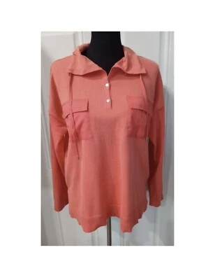 Suéter Calvin Klein Talla L Nuevo Con Etiquetas Coral Abotonado Capucha Cuello Bolsillos  Foto 1 de 4