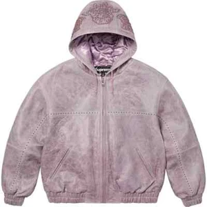 Supreme Studded Hooded Leather Jacket Lilac - Picture 1 of 4