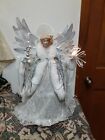 LARGE TABLE OR TREE TOP FIBER OPTIC ANGEL 17 INCHES TALL WINTER WONDERLAND