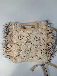 Maje Tasche beige Häkelstrick M mit Verfärbungen und Lederrissen - Bild 1 von 15