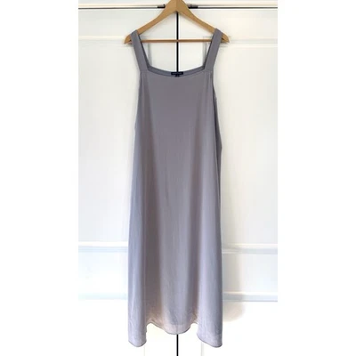 Vestido sin Mangas Eileen Fisher 100% Seda Largo Midi Cuello Cuadrado Transparente Lavanda Talla XL Foto 1 de 4