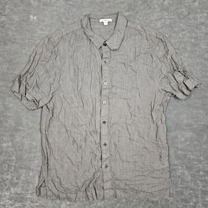 James Perse Hemd Herren mittelgrau 100% Leinen Kurzarm Button Down MJZ375 - Bild 1 von 8