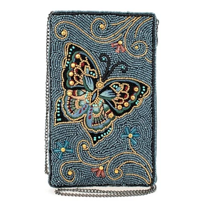 Mary Frances Mariposa Beaded Butterfly with Blue Crossbody Phone Bag - Image 1 of 4