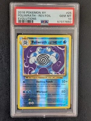 2016 Pokemon XY Evolutions Reverse Foil Holo Poliwrath #25 Rare (Pop 116) PSA 10 - Image 1 of 2