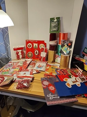 Lot of Vintage Christmas Gift Tags, Bags, Boxes, & Ribbon - Image 1 of 4