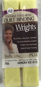 Wrights Quilt Binding Lemon Ice Double Fold Bias Tape 7/8" Wide x 3 Yards Yellow - Picture 1 of 4