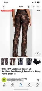 Victoria's Secret VS Archives See Through Rose Lace Schlafhose Schwarz XS Extra - Bild 1 von 6